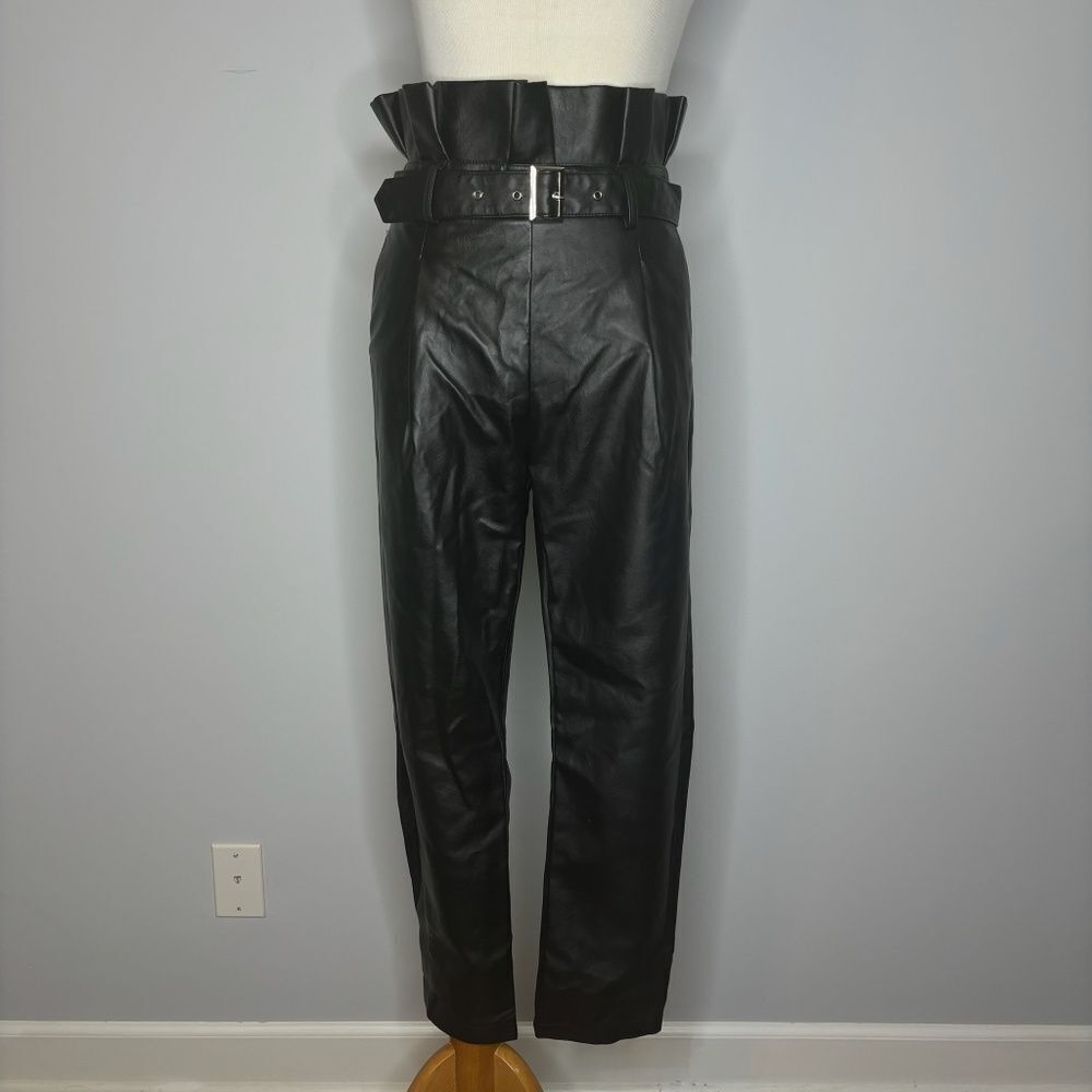 Nasty Gal- Black Faux Leather Pants w/ Belt